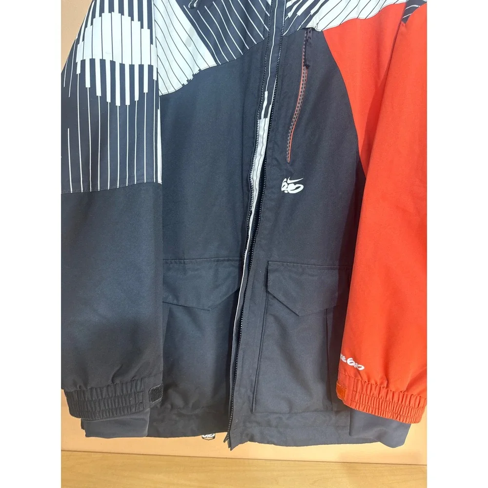 Nike 6.0 Piano Piano by Akroe Hooded Snowboard Jacket Black Orange White Mens XL